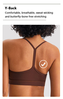 Soutien-gorge de sport dos croisé pour femme, sans coutures sur le devant, à bretelles, soutien léger, anti-transpiration, sans armatures, pour le yoga, le fitness, l'entraînement et la gym