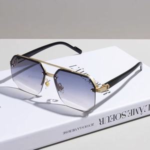 Lunettes de soleil métalliques européennes et américaines à double pont UV400 pour hommes, type 3, monture noire, verres AC, origine Jinhua - Product Image 4