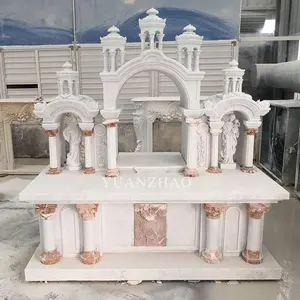Novo design de mármore branco escultura de altar de igreja igreja religiosa decorado mesa de altar de mármore esculpida