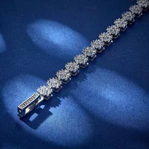 Stylish Unisex Floral Tennis <b>Bracelet</b> 5A <b>Cubic</b> <b>Zirconia</b> Fashionable Copper Link Fine Silver <b>Bracelet</b> Link - Product Image 5