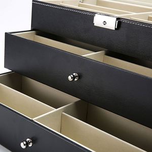 Caja Organizadora de Gafas de Cuero PU de Tres Capas con 18 Compartimentos para Exhibición de Lentes de Sol y Gafas - Product Image 3