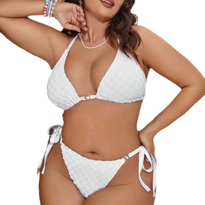<span class=keywords><strong>Maillot</strong></span> <span class=keywords><strong>de</strong></span> <span class=keywords><strong>bain</strong></span> bikini jacquard 3 pièces dos nu fendu couleur unie pour femmes grandes tailles européennes et américaines avec poitrine généreuse - Product Image 5