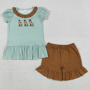 Vêtements pour bébés filles, ensembles de vêtements roses avec col à nœuds et tunique à volants - Product Image 3