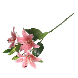 Flores de Lirio Artificiales Lichao, Impresas en 3D, 3 Flores y 2 Capullos, Realistas, de PVC y Seda, para Decoración del Hogar y Accesorios de Boda - Product Image 5