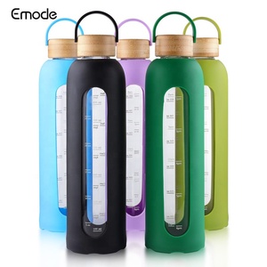 Chai Nước Thủy Tinh 32Oz Có Bút Đánh Dấu Thời Gian, Chai Nước Có Ống Bọc Silicon Và Nắp Tre, Chai Nước Thủy Tinh Tái Sử Dụng - Product Image 6