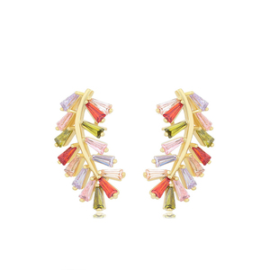 XUPING-pendientes de tuerca de alta gama, cristal colorido, estilo de hoja de 18K de color dorado, al por mayor, A00916725 - Product Image 1