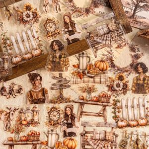 30 Sheets/Pack PET <strong>Scrapbooking</strong> <strong>Stickers</strong> Pack Autumn Living Vintage-Style Materials Scrapbook Scene Decor Collage Art - Product Image 4