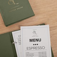 Housses de menu de café personnalisées Couverture rigide Supports de menu avec reliure à anneaux A4 A5 Format lettre Dossiers de menu de restaurant