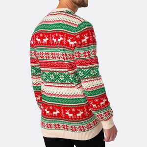<span class=keywords><strong>Pull</strong></span>-over en tricot jacquard personnalisé avec logo amusant, motif rennes et bonhommes de neige, pour <span class=keywords><strong>homme</strong></span>, idéal pour les fêtes de fin d'année. - Product Image 2