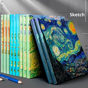 Carnet de croquis en papier rigide avec peinture à l'huile de <span class=keywords><strong>Van</strong></span> <span class=keywords><strong>Gogh</strong></span>, article tendance sur TikTok, épaissi, pour étudiants en art, dessin à la main, carnet de notes - Product Image 1