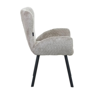 Silla de ocio individual con mechones FlyerModern con patas de metal dorado, sillón tapizado de tela de peluche para silla de salón - Product Image 3