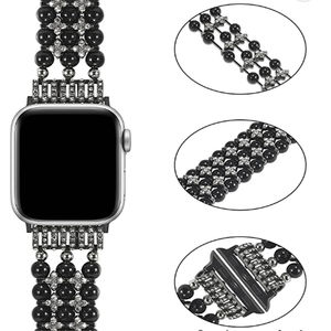 <span class=keywords><strong>Bracelet</strong></span> de montre intelligente en perles de verre à trois perles, bracelets pour <span class=keywords><strong>Apple</strong></span> IWatch, 38/40/41/42/44/45 mm - Product Image 2