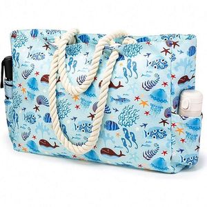 Muestra gratuita, venta al por mayor, bolsa de playa plegable personalizada, ligera, de malla, para piscina, bolsa de playa grande. - Product Image 3