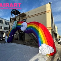 Arche gonflable géante en forme de nuage arc-en-ciel avec licorne pour événements commerciaux et fêtes, arches de bienvenue gonflables