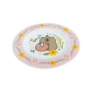 Plato hondo de <span class=keywords><strong>melamina</strong></span> para niños sin BPA al por mayor, <span class=keywords><strong>vajilla</strong></span> con estampado floral de oso de dibujos animados para la hora de la comida de los niños - Product Image 5