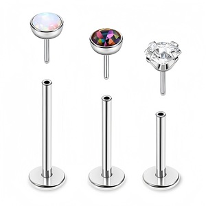Boucles d'oreilles en acier inoxydable avec clous en zircon, forme cœur et fleur, pour oreille, lèvre, langue, bijoux, cadeau - Product Image 4