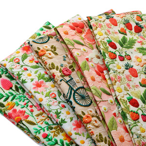 <span class=keywords><strong>Tela</strong></span> de algodón y poliéster ligera con estampado de fresa de imitación bordada <span class=keywords><strong>para</strong></span> ropa DIY, Mantel y Material acolchado - Product Image 1
