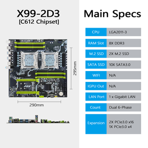 PANDL yeni X99-2D3 8X <span class=keywords><strong>DDR3</strong></span> anakart masaüstü bilgisayar kiti Set çift Intel Xeon E5 2676 V3 Combo 2676v3 X99 anakart çift Cpu - Product Image 3