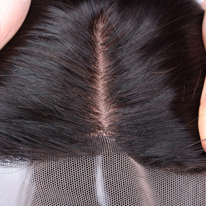 Lụa Cơ Sở Đóng Cửa Tóc Con Người 100% Remy Peru 4X4 Lụa Đóng Cửa Trung Phần Miễn Phí Lụa Một Nhà Tài Trợ Trinh Nữ Tóc Trung Quốc - Product Image 2