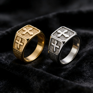 Anillo de Dedo Unisex de Acero Inoxidable con Cruz Estampada, Estilo Rock Punk, para Fiesta o Boda, Joyería Clásica de Moda, Nuevos Productos - Product Image 4