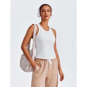 Hauts de sport pour femmes : Débardeur dos nageur avec soutien-gorge intégré, haut de yoga longueur taille, chemise de sport rembourrée pour la gym - Product Image 5