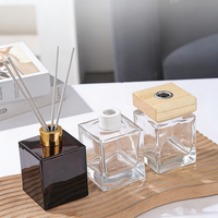 Flacon diffuseur en verre carré 50-500ml, couleur et logo personnalisés, contenant pour parfum, cosmétiques