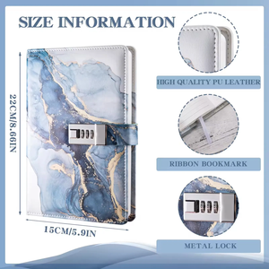 Cá nhân <span class=keywords><strong>DIY</strong></span> PU da Tạp Chí biểu tượng tùy chỉnh in ấn bơm lại bìa cứng Nhật Ký máy tính xách tay với mật khẩu khóa - Product Image 5