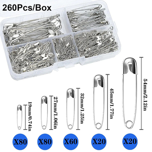 Lot de 260 <span class=keywords><strong>épingle</strong></span>s de sûreté, petites et grandes <span class=keywords><strong>épingle</strong></span>s de sûreté en vrac pour vêtements, 5 tailles différentes <span class=keywords><strong>épingle</strong></span>s en acier résistant <span class=keywords><strong>à</strong></span> la rouille pour l'artisanat de couture - Product Image 3