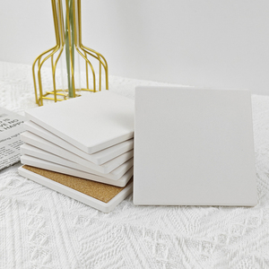 Sous-verres carrés 10x10cm en céramique mate non émaillée, design personnalisé, avec support en liège absorbant l'eau, impression UV - Product Image 4