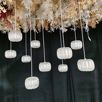 Lustre à 10 têtes en boules blanc laiteux RHD, guirlande lumineuse suspendue pour décorations de mariage et de fête