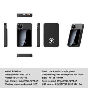 Batterie externe à affichage numérique OEM, charge rapide, Powerbank 10000Mah 5000Mah, mini batterie externe magnétique sans fil pour téléphone - Product Image 4