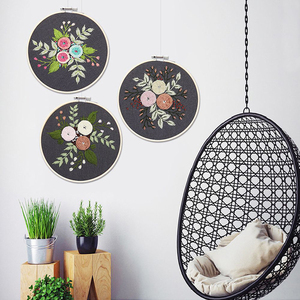 Kit Fai-da-Te Ecologico per Ricamo a <span class=keywords><strong>Punto</strong></span> <span class=keywords><strong>Croce</strong></span> con Fiori, Lavoro a Mano Personalizzato per Principianti, con Nastro e Telaio per Ricamo, Decorazione per la Casa - Product Image 2