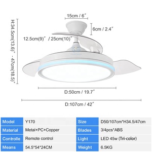 Modern Big Ceiling <b>Fan</b> with Led Lights and Remote Control Ceiling <b>Fan</b> with Light Fixtures for Living Room 4 Blade <b>Fan</b> with Light - Product Image 3