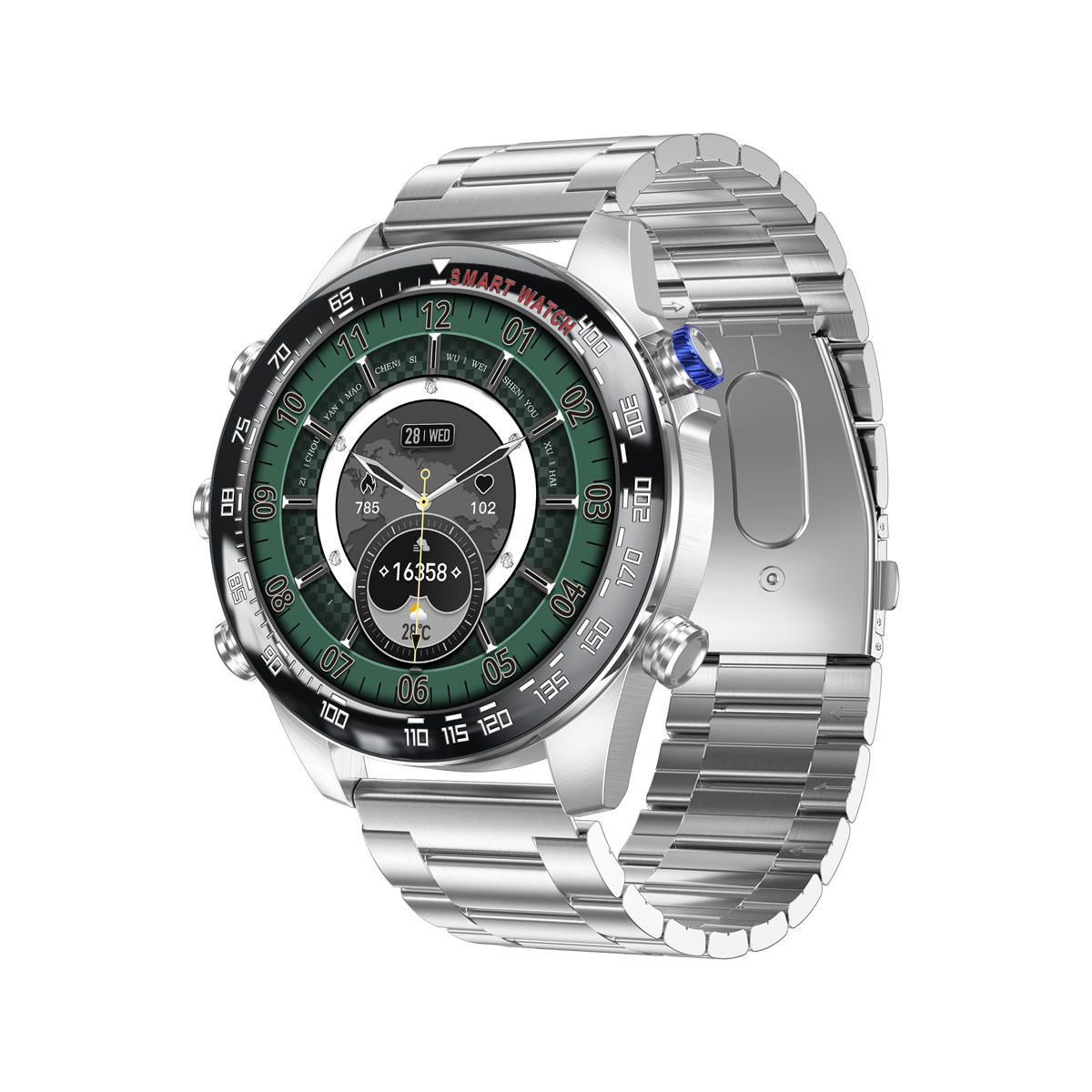 Bouton bleu argent 2