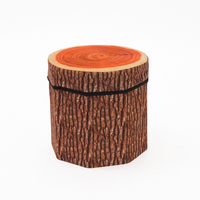 Boîte de rangement circulaire en peluche avec motif d'arbres et de fruits, servant de tabouret et de boîte à jouets, pour chambre et hôtel