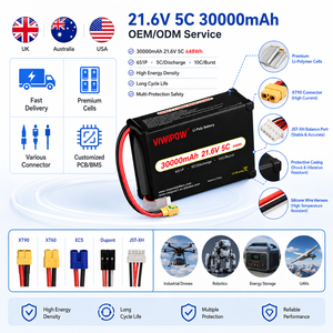Batterie au lithium polymère haute capacité 30000mAh 21.6V 5C 320Wh/kg avec connecteur personnalisé pour drone de transport lourd, logistique VTOL UAV - Product Image 3