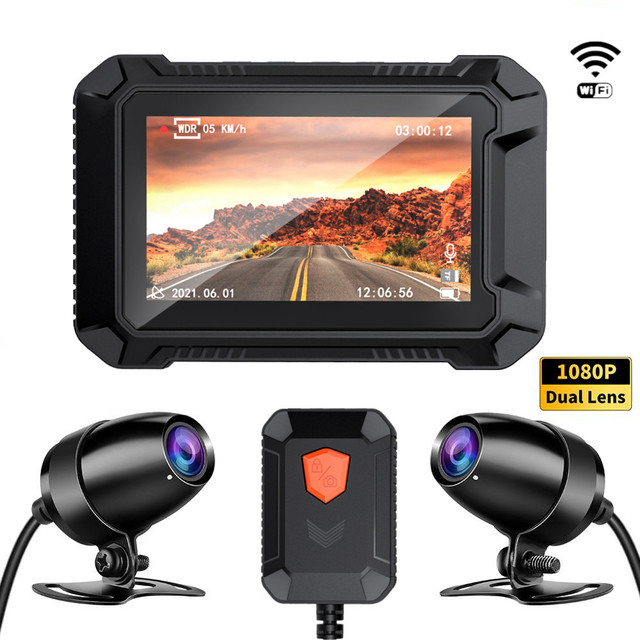 BMAX Full HD Motorcycle Dashcam IP67 Waterproof 3.0-inch GPS Night Vision Dual Recording 150 Wide Angle WIF Camera Max128G