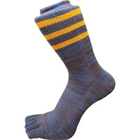 Vente en gros rétro Tube Stripe cinq orteils Chaussettes pour hommes en coton peigné respirant et antibactérien Logo corporel