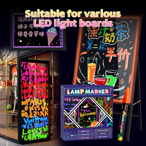 8 xóa được thấp-mùi Led <span class=keywords><strong>Neon</strong></span> màu sắc ánh sáng ban Bút chất lỏng Chalk Markers cho bảng đen hoặc bảng đen Khô & Ướt xóa đánh dấu - Product Image 5