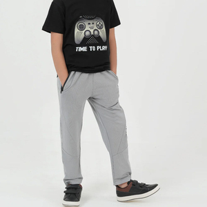 Pantalones Deportivos de Punto para Niños, Color Sólido, Largos, de Peso Medio, Casuales, Cintura Elástica con Cordón, Bolsillos Utilitarios, Suaves - Product Image 5