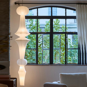 Lanterne en <span class=keywords><strong>papier</strong></span> esthétique Wabi-Sabi <span class=keywords><strong>de</strong></span> la dynastie Song, Lustre d'escalier central en acier inoxydable, <span class=keywords><strong>Suspension</strong></span> design pour salon - Product Image 3