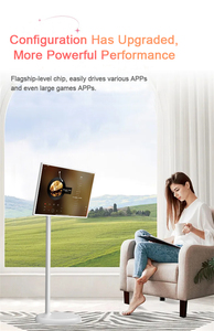Support de télévision intelligent portable rechargeable blanc de 24 pouces avec écran tactile LCD 4K 120Hz WIFI/LAN, roues et haut-parleur, idéal pour la salle de sport - Product Image 5