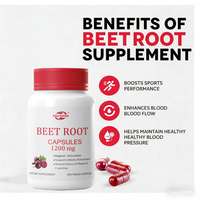 Capsules de poudre de racine de betterave pure 600mg en marque blanche OEM, en promotion, pour l'énergie, les performances sportives et le soutien de la santé