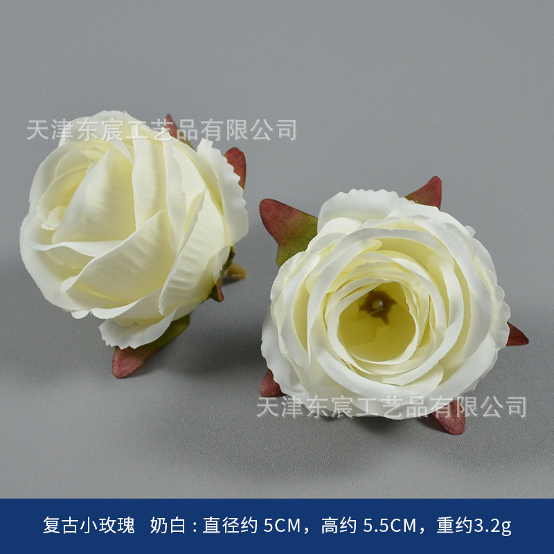 Vintage-style small roses, milky white