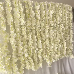 Wholesale White Wisteria Hydrangea Hanging Flowers Artificial Silk Wisteria Hydrangea Flower
