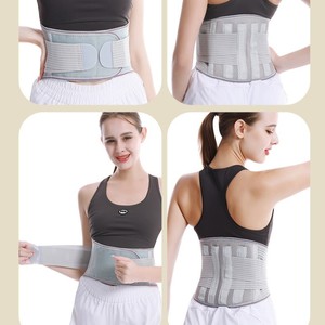 Ceinture de soutien lombaire large avec plaques en acier, respirante et réglable, pour soulager les douleurs dorsales, pour adulte, gris clair/foncé - Product Image 5