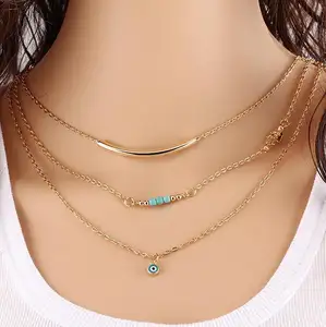 wholesale New Hot Unique Charming Gold Bar Circle Lariat Necklaces Women pendant necklace