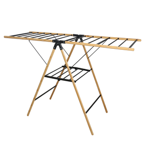 Nouvelle arrivée bambou Sèche-linge Rack Easy maison pliable vêtements suspendus sec en <span class=keywords><strong>bois</strong></span> linge étendoir à linge - Product Image 4