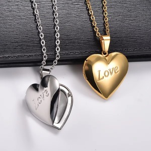 Collar con Colgante de Acero Inoxidable en Forma de Corazón Abrible para Fotos, para Mujeres y Hombres, Caja para Fotos, Cadena con Dijes, Joyería de Metal - Product Image 2