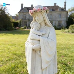 Estatua <span class=keywords><strong>de</strong></span> la Virgen María <span class=keywords><strong>de</strong></span> Tamaño Real Tallada a Mano para Exteriores, con el Niño Jesús en Brazos, Estatuas <span class=keywords><strong>de</strong></span> la Virgen María en Mármol - Product Image 6